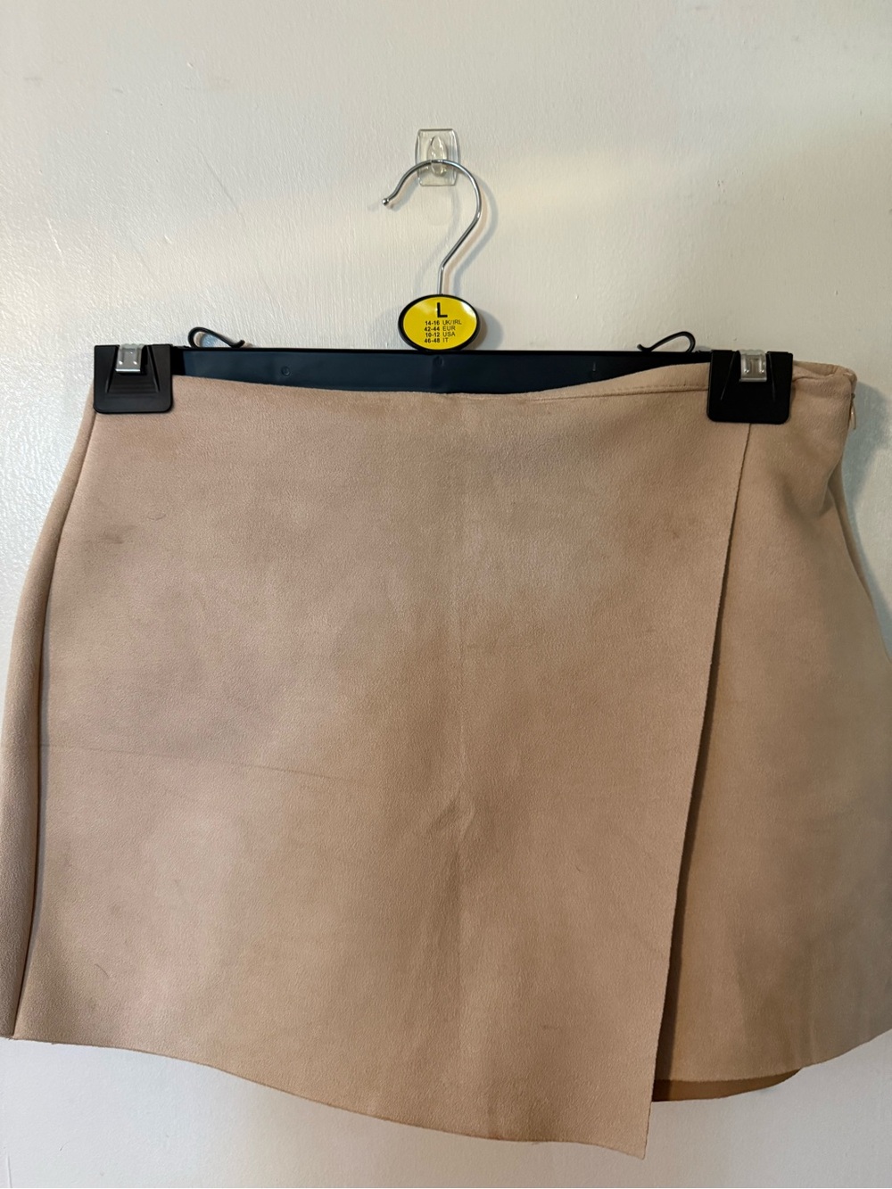 Zara Women's Beige Faux Suede Mini Skort